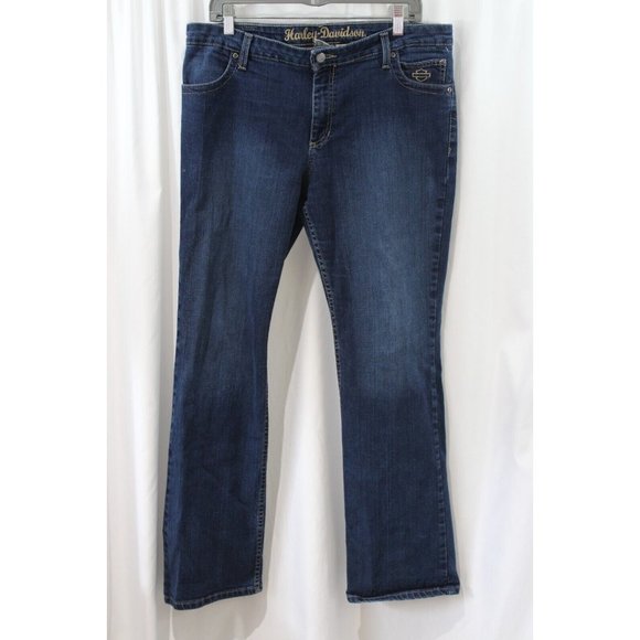 Harley-Davidson Denim - Harley Davidson Womens Dark Wash Bootcut Jeans 14